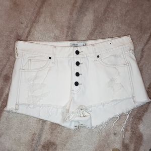 Abercrombie white denim shorts
